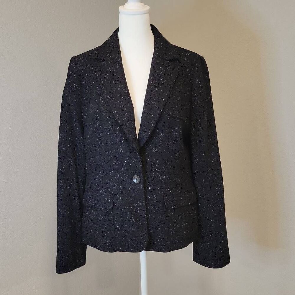 Saks Fifth Avenue Black Wool Blend Blazer Size 10